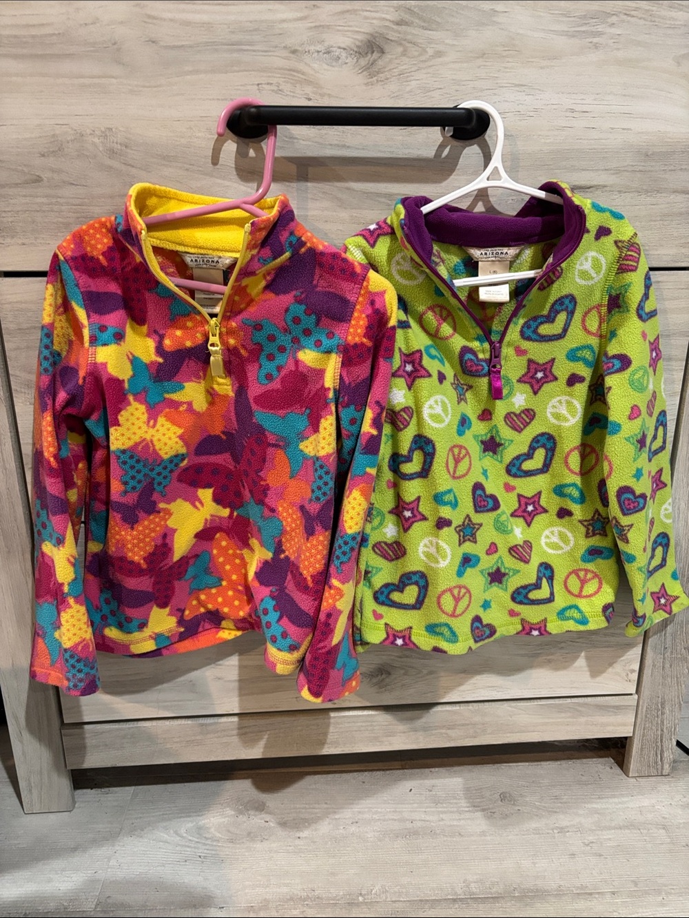 Girls' Bright Multi-Color Fleece Pullover - Pink & Green